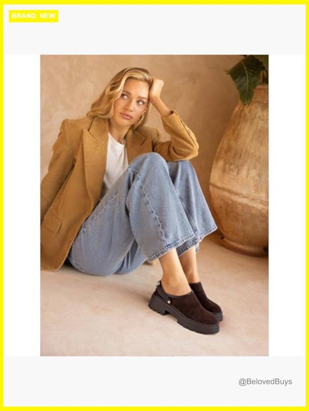 Chunky Platform Clogs - Suede Mules with Back Strap, Slip-On Fall Winter Shoes - Picture 2 of 7